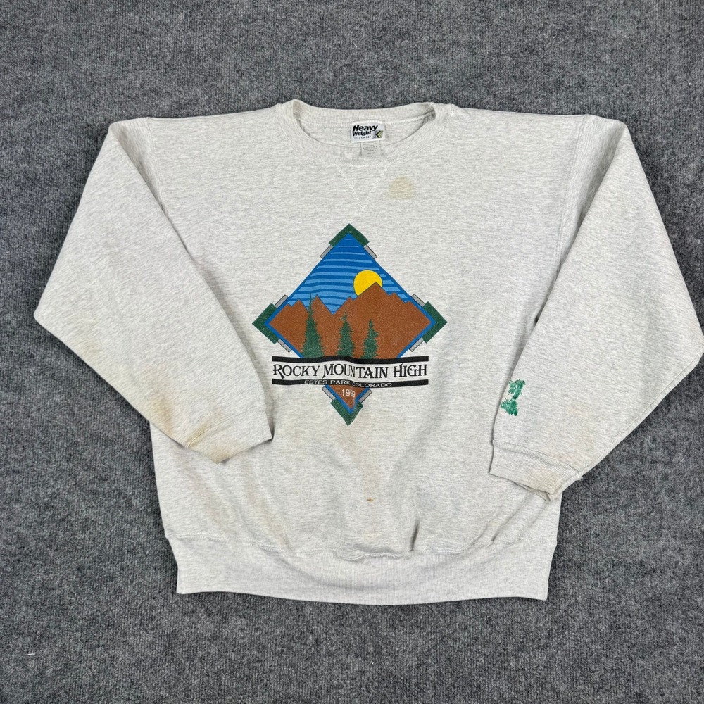 K-Products Sweatshirt Mens XL Gray Rocky Mountain High 1999 Graphic USA Fair